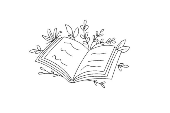 A Book with Flowers Embroidery Design
