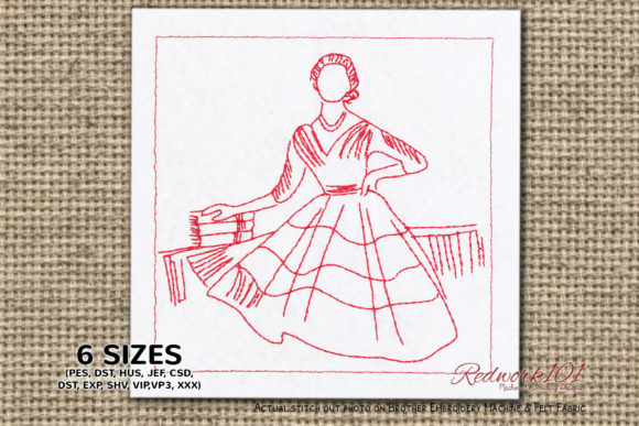 Girl with Books: A Thoughtful Embroidery Design for Meaningful Gifts